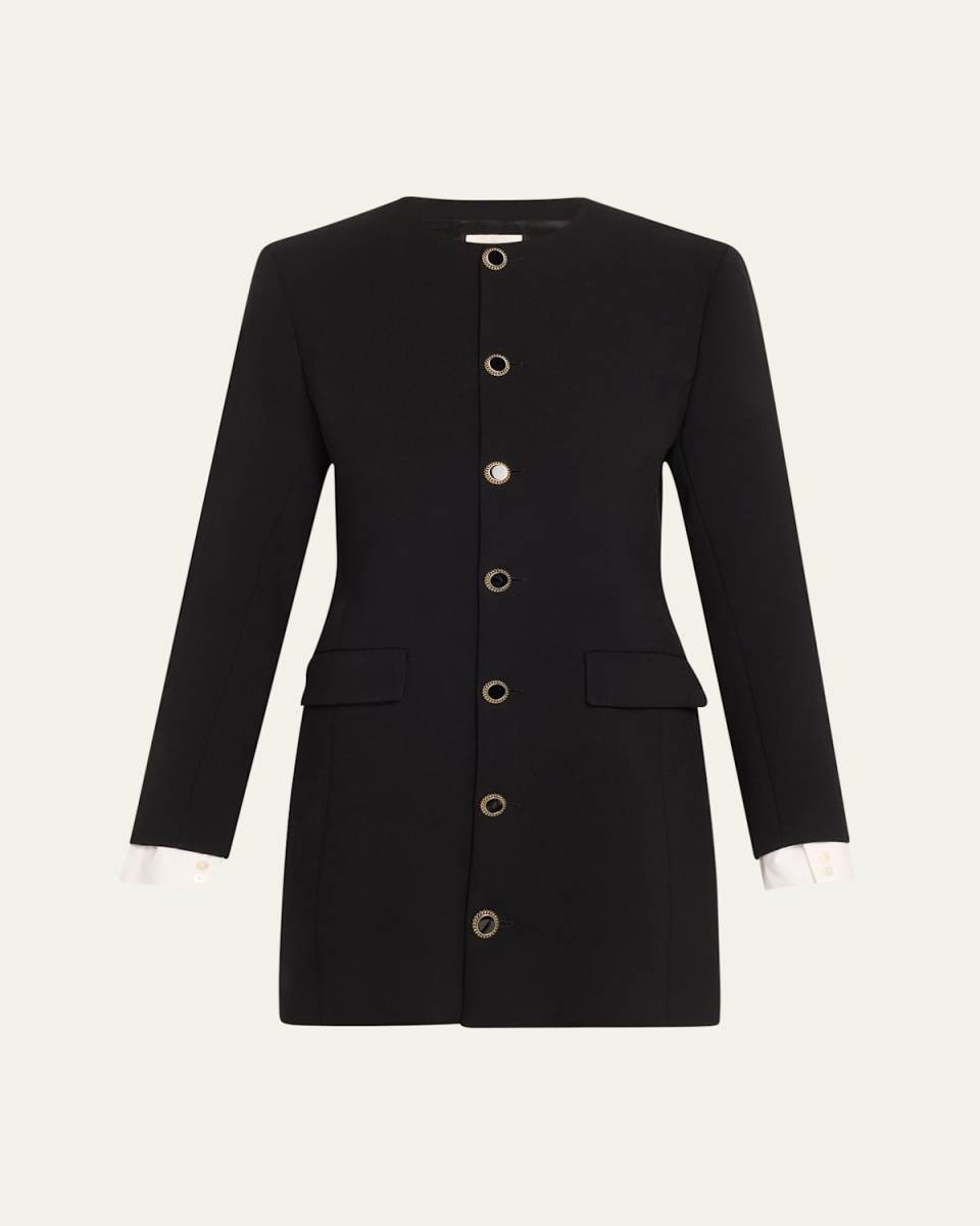 Button-Front Mini Suiting Dress